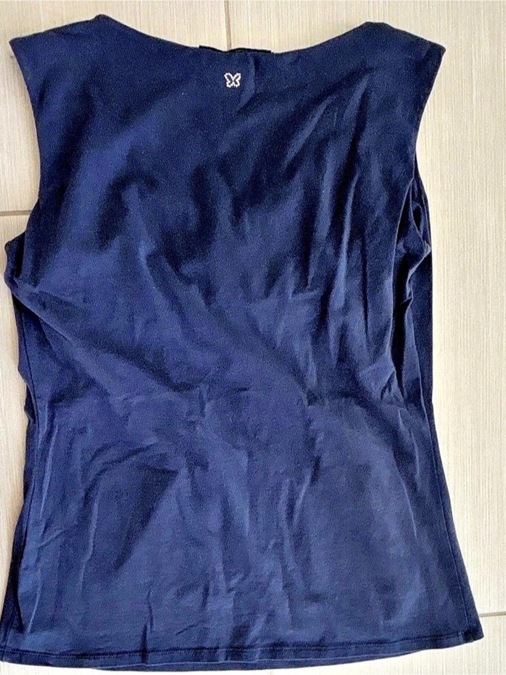 Weekend Max Mara Blue Sleeveless cotton blouse w/built in shelf bra, Medium - Picture 2 of 3